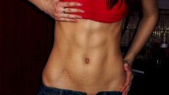 Woman stomach navel muscles bodybuilding fitness abs