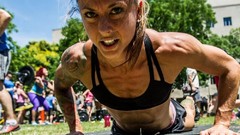 Woman stomach navel muscles bodybuilding fitness boobs crossfit 