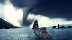 Woman storm weather models tornadoes Photo manipulation