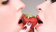 Woman strawberries fruits