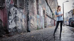 Woman streets graffiti urban