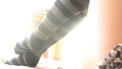 Woman stripes legs knee socks striped legwear body parts
