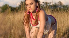 Woman sunglasses blondes necklaces girls in nature Zemani 