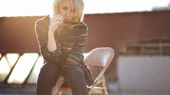Woman sunglasses blondes tattoos sunlight models alysha nett