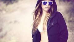 Woman sunglasses blondes underwear