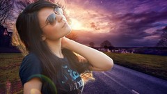 Woman sunglasses brunettes