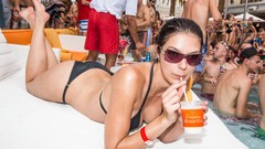 Woman sunglasses brunettes bikini