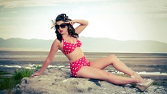 Woman sunglasses lingerie brunettes models pinups