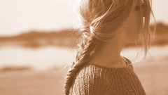 Woman sunglasses long hair brunettes braids