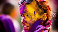 Woman sunglasses multicolor face paint