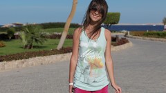 Woman sunglasses outdoors brunettes Met-Art magazine Mia D