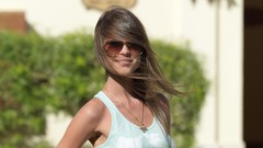 Woman sunglasses outdoors brunettes Met-Art magazine Mia D