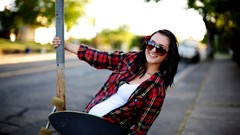 Woman sunglasses smiling brunettes Taylor McCutchan