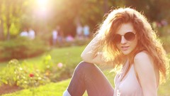 Woman sunglasses sunlight brunettes