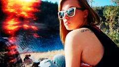 Woman sunglasses tattoos