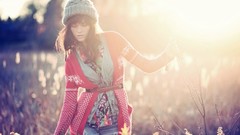 Woman sunlight brunettes cardigan models sweaters