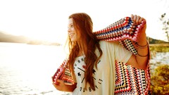 Woman sunlight brunettes portraits Taylor McCutchan