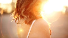 Woman sunlight smiling brunettes Taylor McCutchan