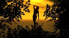 Woman sunset