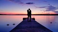Woman sunset Men kissing