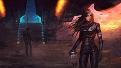 Woman sunset post-apocalyptic Apocalypse