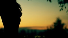 Woman sunset silhouettes