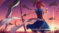 Woman sunset touhou scythe