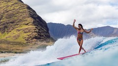 Woman surfing asians bikini