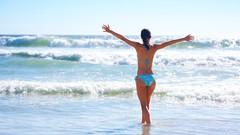 Woman surfing Beaches sunlight models bikini panties beach girls