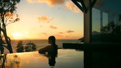 Woman swimming pools