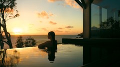 Woman swimming pools