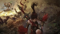 Woman Swords battles fantasy art