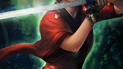 Woman Swords brunettes ponytails artwork digital art sakimichan 