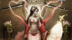 Woman Swords fans black hair