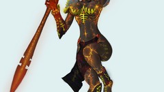 Woman Swords immortal warhammer dark skin artwork topless 