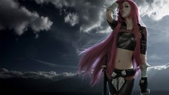 Woman Swords pink hair League of Legends cosplay katarina