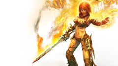 Woman Swords redheads fantasy art female warriors