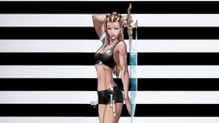 Woman Swords stripes drawings illustrations Michael Turner 