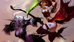 Woman Swords warcraft battles fantasy art
