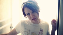 Woman t-shirts brunettes short hair garrett meyers