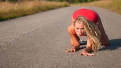 Woman t-shirts outdoors blondes models panties teen ella Fame 