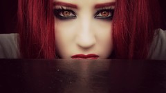 Woman Tables brown eyes redheads