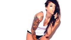 Woman tank tops tattoos brunettes arabella drummond cleavage 