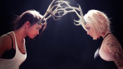 Woman tattoos antlers rivalry