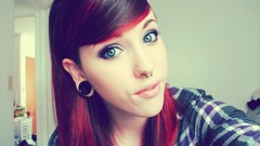 Woman tattoos blue eyes piercings Alicia Foley