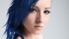 Woman tattoos blue hair piercings W4B magazine