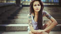 Woman tattoos brunettes