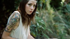 Woman tattoos brunettes indian skinny