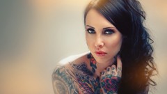 Woman tattoos brunettes minimalistic alt girls