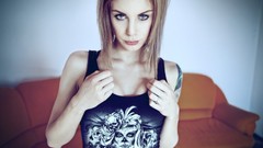 Woman tattoos brunettes models boobs